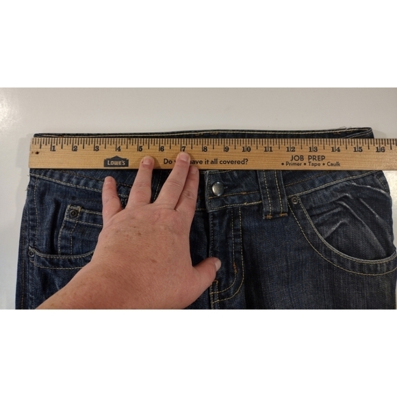 Lux medium wash button flap embroidered back pockets denim jeans size 29 - Picture 6 of 13